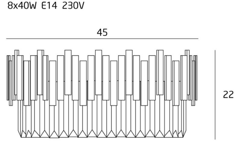 PLAFON CALZO glamour ze złotą oprawą i kryształami, wymiary