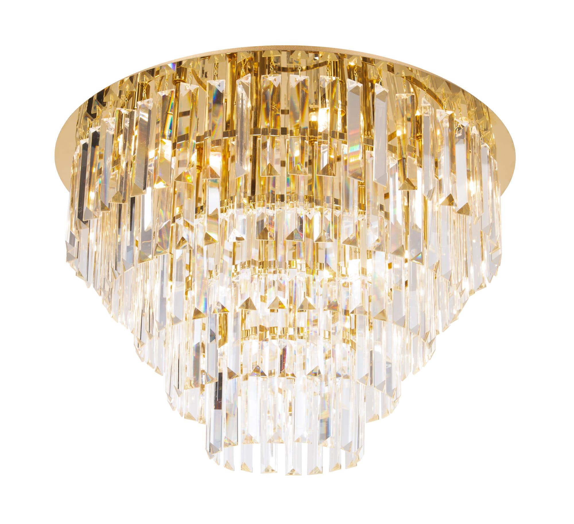 PLAFON WALES glamour ze złotą podstawą i szklanymi elementami