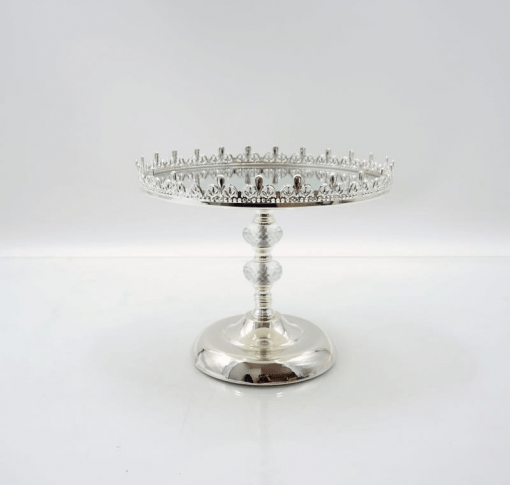 PATERA metalowo-szklana w srebrnym kolorze glamour
