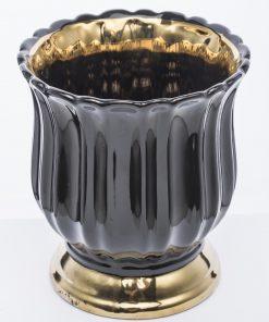 DONICZKA ceramiczna nowoczesna czarno-złota mała, glamour
