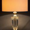 LAMPA STOŁOWA art deco ze złoto-szklaną oprawą i białym kloszem, ekskluzywna