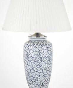 LAMPA STOŁOWA ceramiczna z białym kloszem art deco, dekoracyjna