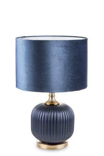 LAMPA STOŁOWA glamour metalowo-szklana z niebieskim kloszem 33cm