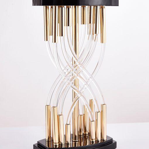 LAMPA STOŁOWA nowoczesna z metalowo-kryształową podstawą designerska