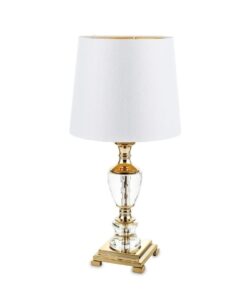 LAMPA STOŁOWA złoto-szklana podstawa biały klosz styl art deco