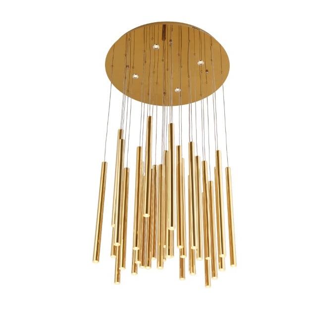 LAMPA WISZĄCA NOVI G metalowa złota glamour 37 x LED