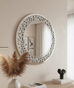 LUSTRO ŚCIENNE nowoczesne okrągłe z dekoracyjną ramą