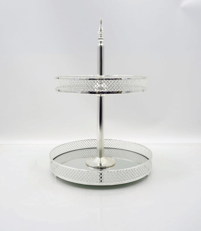 PATERA klasyczna dwupoziomowa metalowa w kolorze srebra ekskluzywna