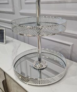 PATERA klasyczna dwupoziomowa metalowa w srebrnym kolorze