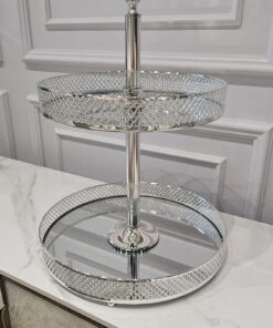 PATERA klasyczna dwupoziomowa metalowa w srebrnym kolorze, piękna