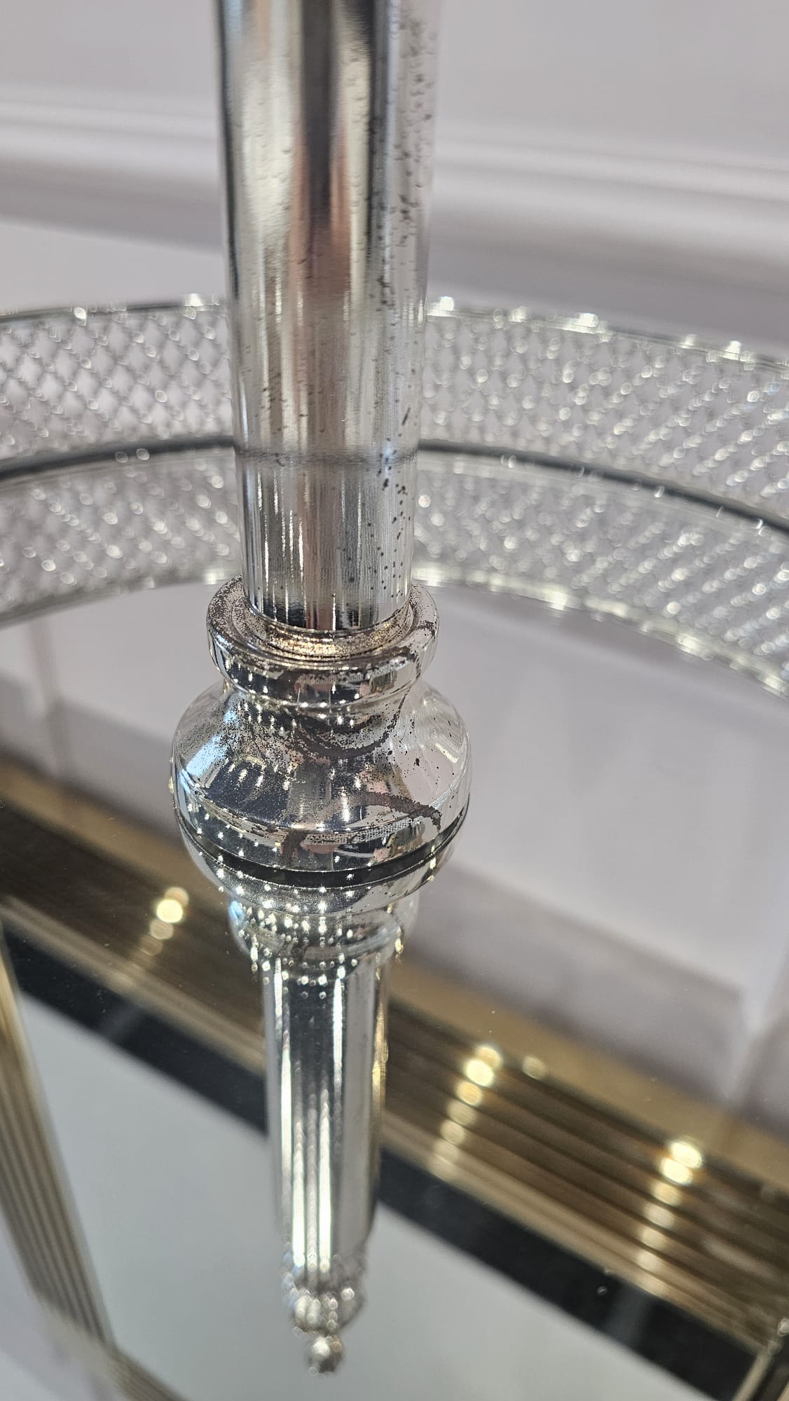 PATERA klasyczna dwupoziomowa metalowa w srebrnym kolorze, wyjątkowa