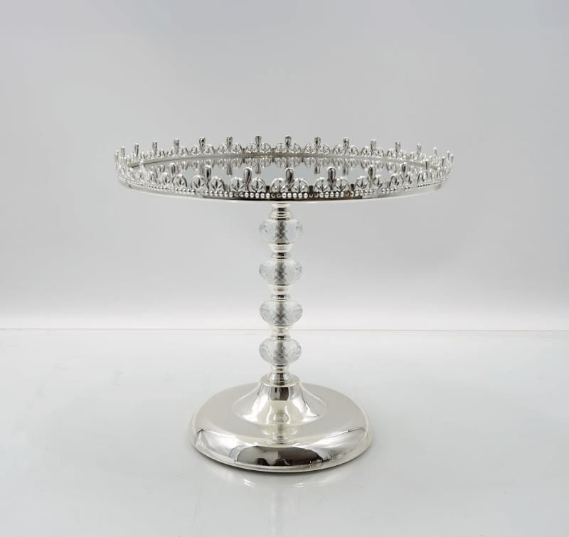 PATERA metalowo-szklana w stylu glamour srebrna