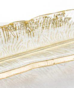 PATERA szklana w kształcie liścia ze złotym wykończeniem nowoczesna, dekoracyjna