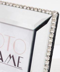 RAMKA NA ZDJĘCIE nowoczesna srebrna z małymi kryształkami 19.5 cm glamour