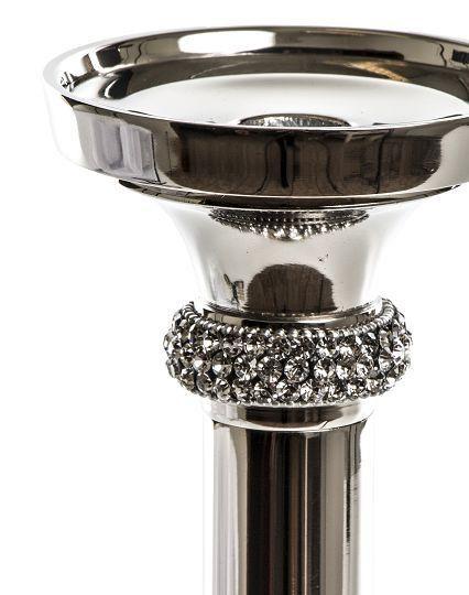 ŚWIECZNIK glamour srebrny zdobiony kryształkami wyjątkowy