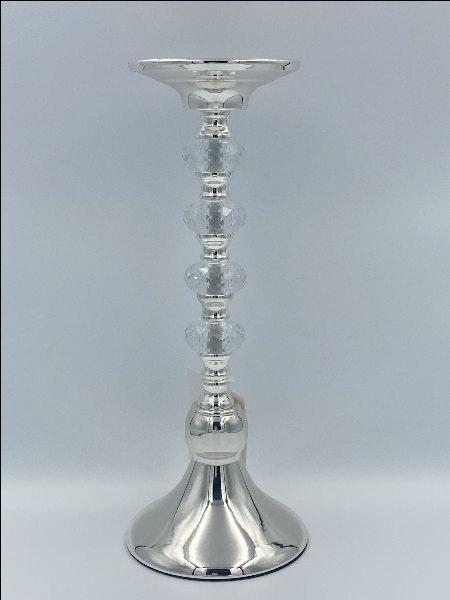 ŚWIECZNIK nowoczesny metalowo-szklany srebrny wyjątkowy