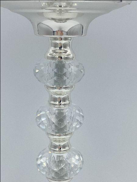 ŚWIECZNIK nowoczesny metalowo-szklany srebrny stylowy