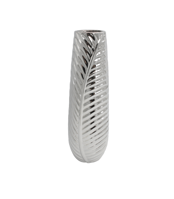 WAZON ceramiczny nowoczesny srebrny z wzorem palmy WAZON ceramiczny nowoczesny srebrny z wzorem palmy
