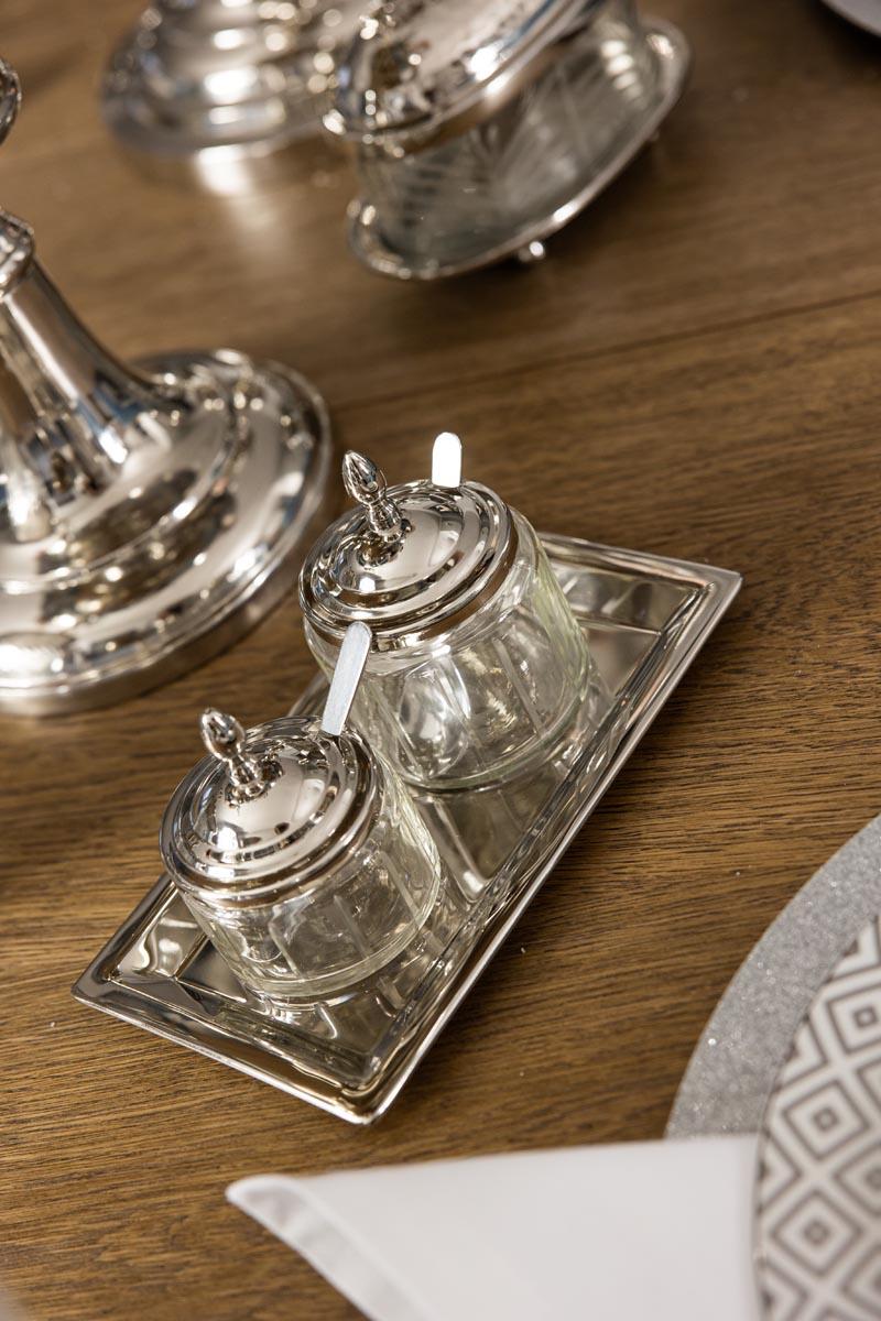 CUKIERNICZKI dwa pojemniki na tacy z łyżeczkami2 CUKIERNICZKI dwa pojemniki na tacy z łyżeczkami wyjątkowe