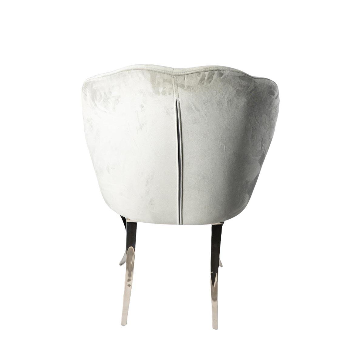 FOTEL tapicerowany szary velvet nogi stal nierdzewna glamour wyjątkowy