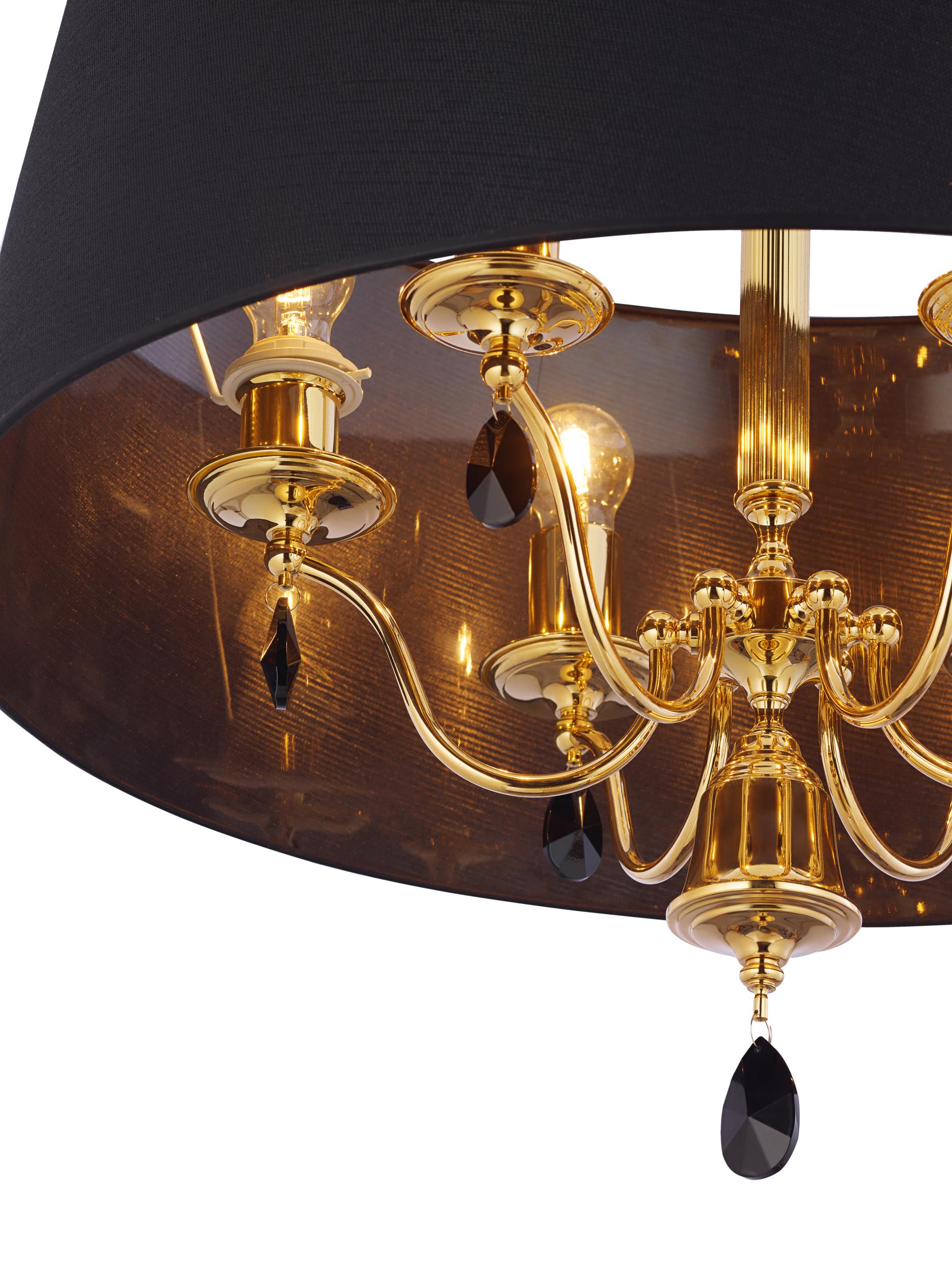 LAMPA WISZĄCA czarny klosz złote wykończenie styl glamour duża EGIDA EG 6 ms Jupiter