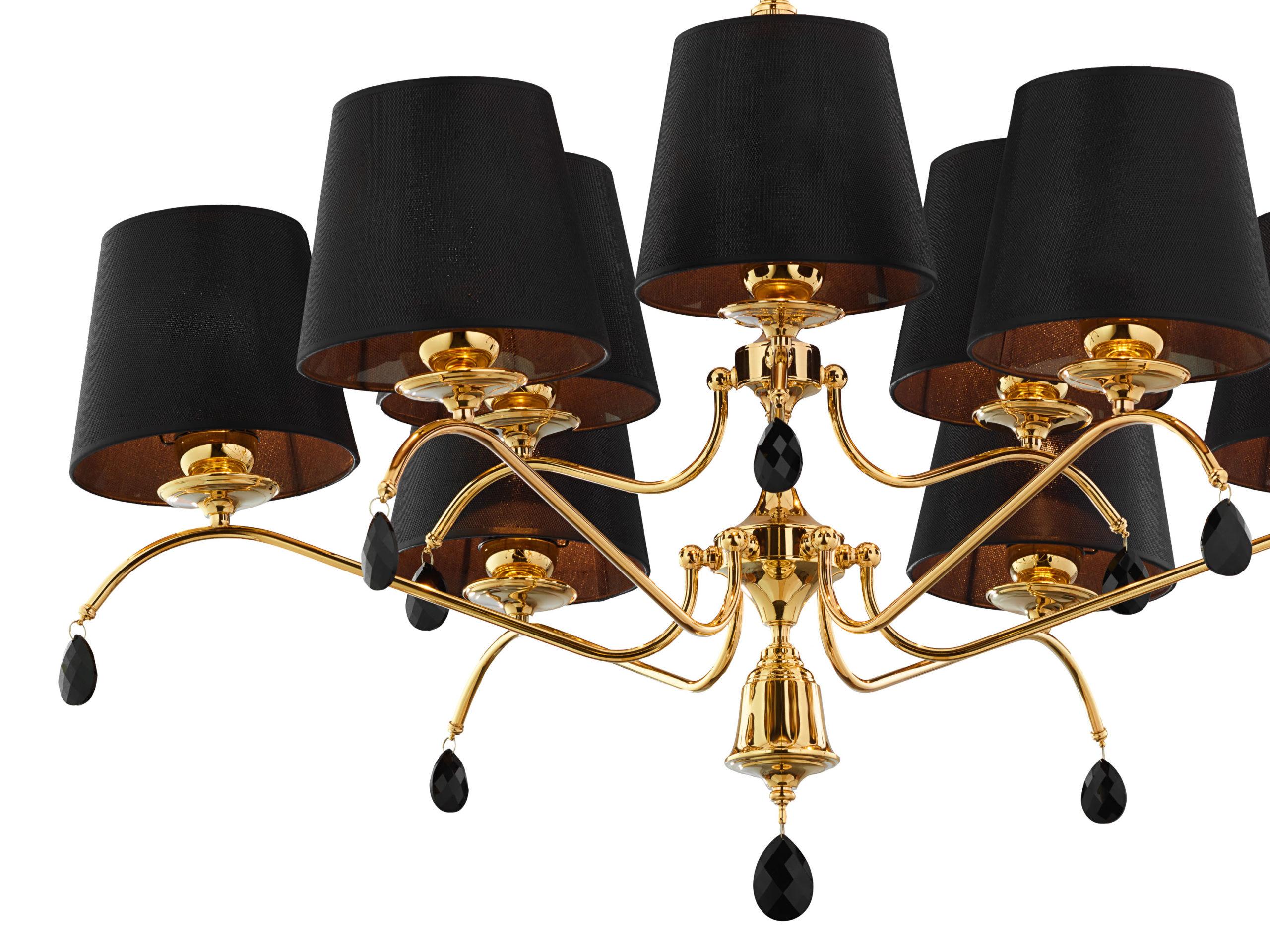 LAMPA WISZĄCA dziewięć czarnych kloszy złote wykończenie styl glamour EGIDA EG 9 ms Jupiter