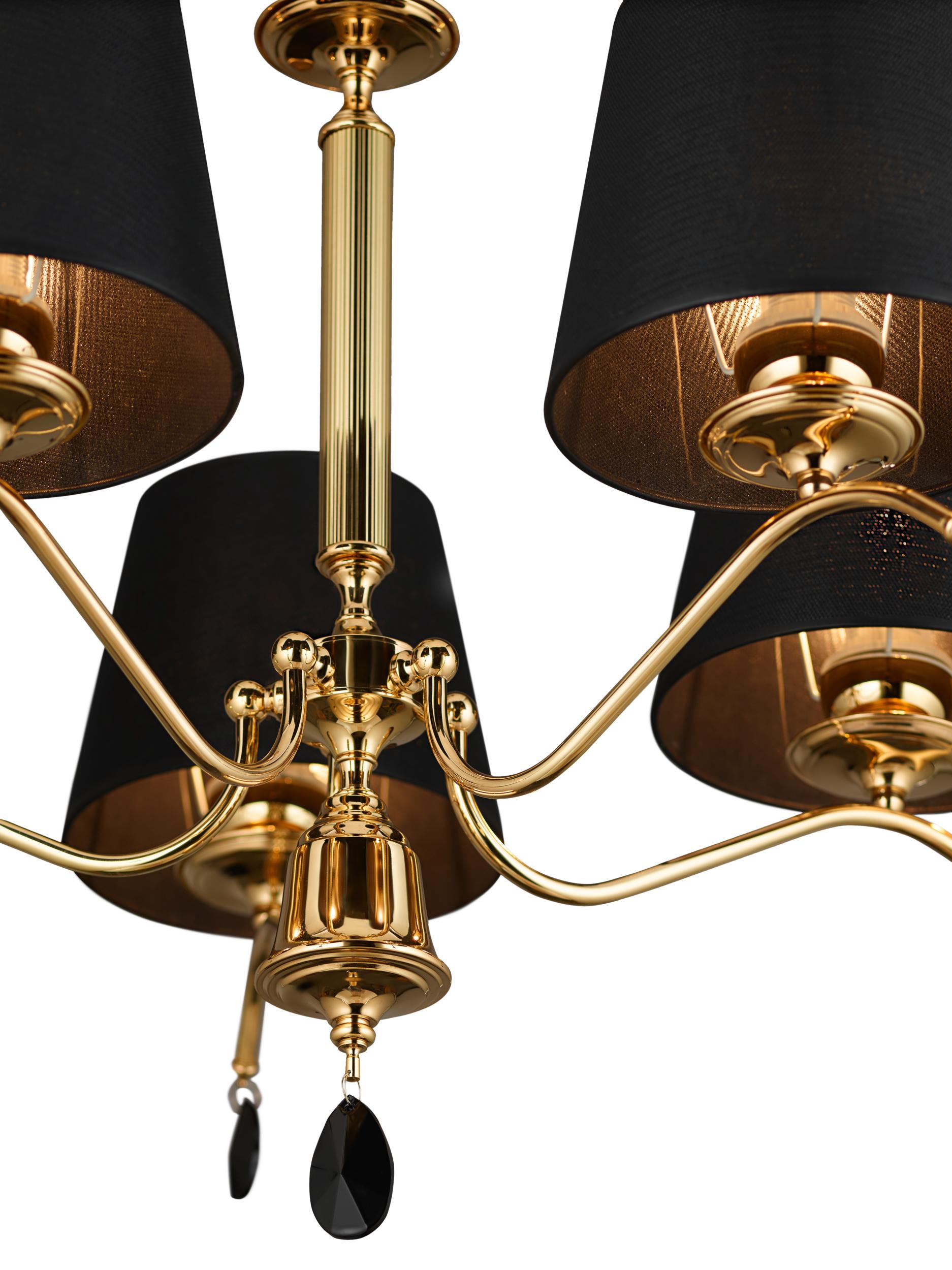 LAMPA WISZĄCA pięciopunktowa czarne klosze złote wykończenie styl glamour EGIDA EG 5 ms Jupiter