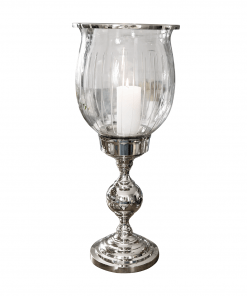 LAMPION szklany z metalową podstawą duży klasyczny