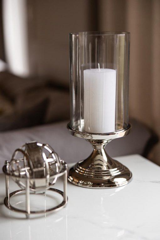 LAMPION szklany z metalową podstawą elegancki