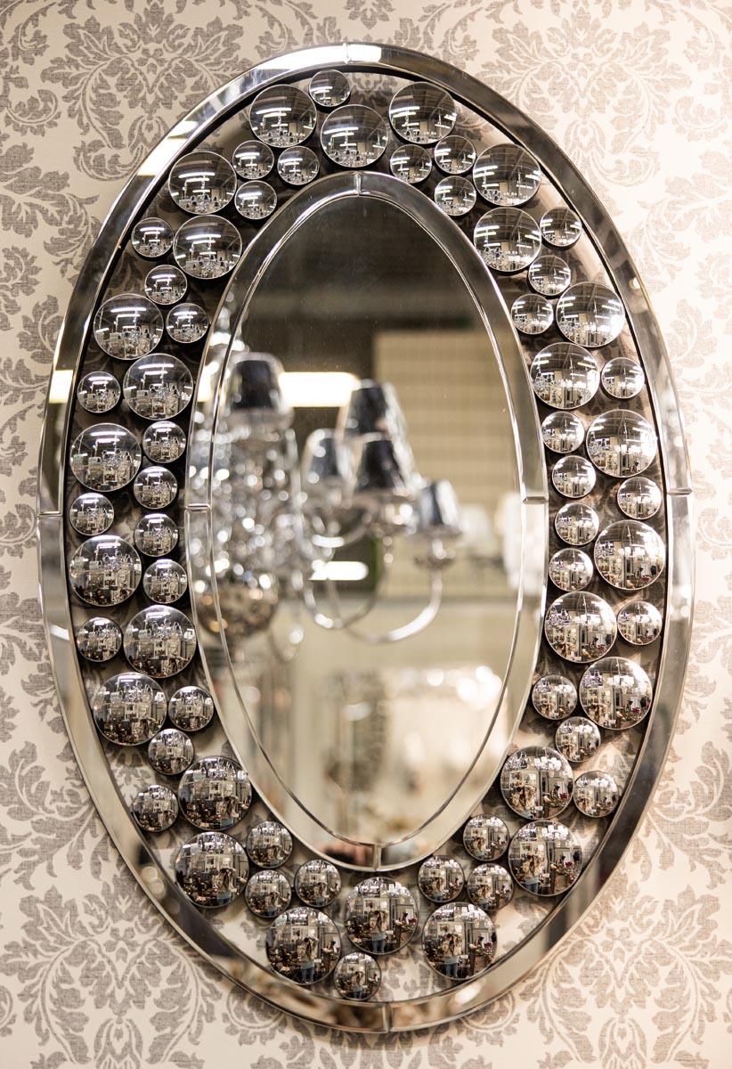 LUSTRO ŚCIENNE owalne z ramą z małych lusterek nowoczesne LUSTRO ŚCIENNE owalne z ramą z małych lusterek nowoczesne