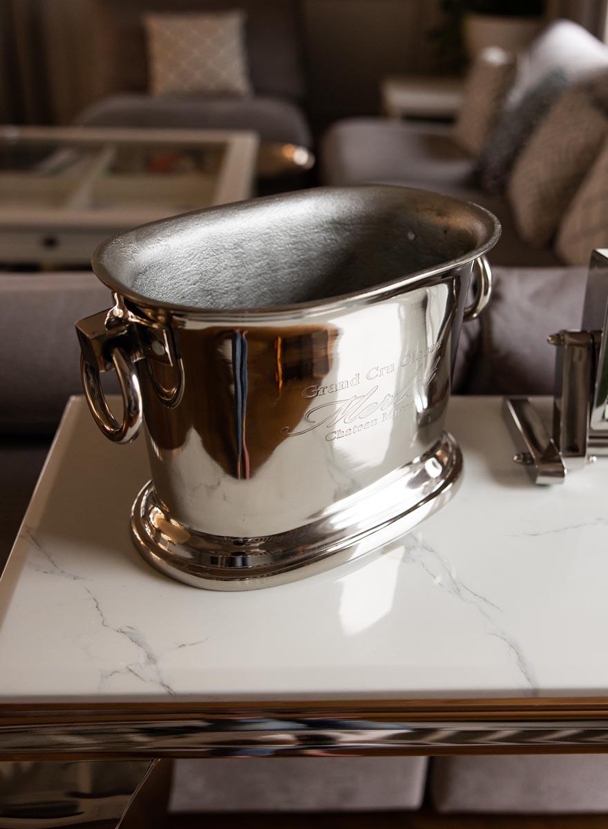 OSŁONKA na doniczkę srebrna styl modernistyczny elegancka