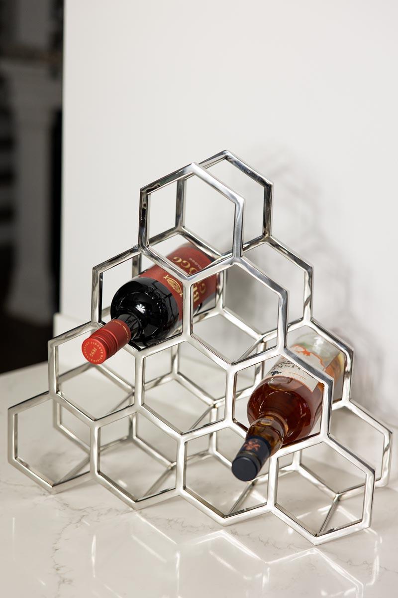 STOJAK NA WINO na 10 butelek srebrny3 STOJAK NA WINO na 10 butelek srebrny wyjątkowy