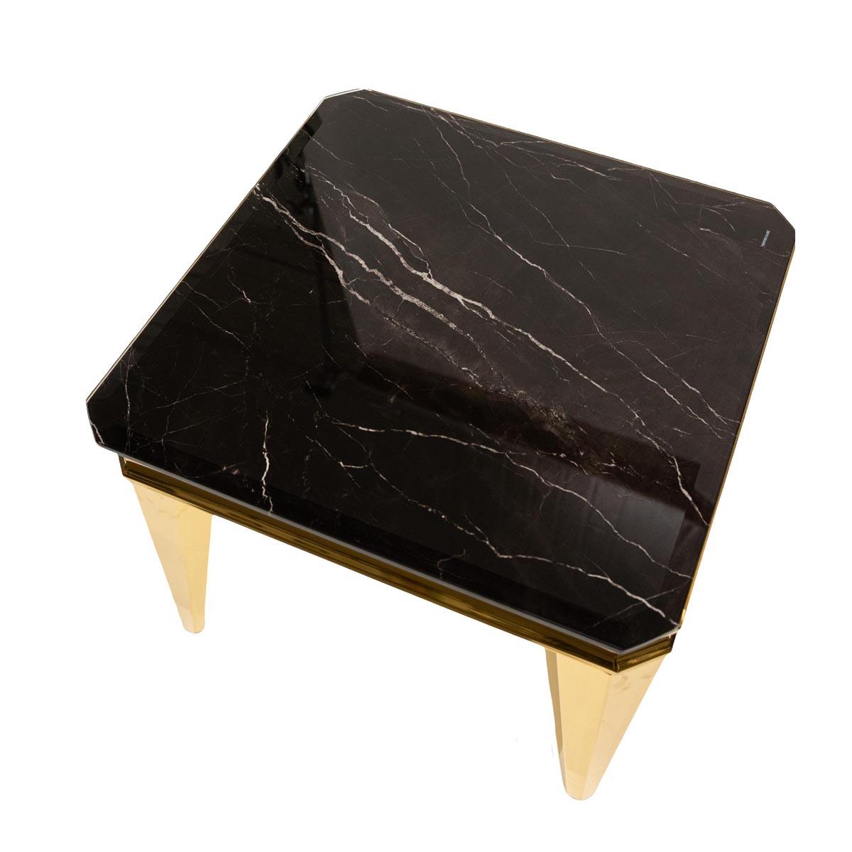 STOLIK KAWOWY ze spieku marmurowego złoty kwadratowy glamour piękny