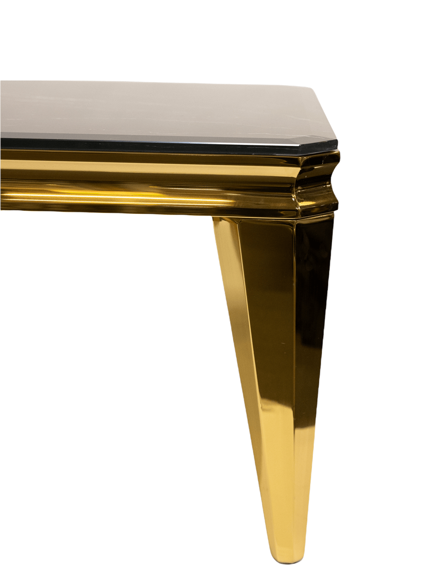 STOLIK KAWOWY ze spieku marmurowego złoty kwadratowy glamour wyjątkowy