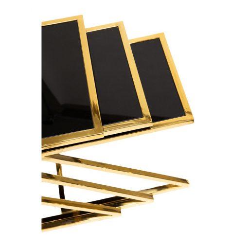 STOLIKI KAWOWE eleganckie złote ze stali nierdzewnej 3 sztuki glamour
