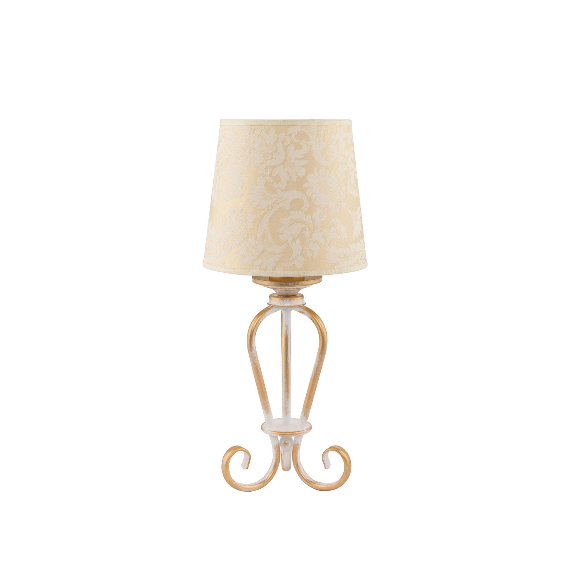 LAMPA STOŁOWA kremowy abażur złote wykończenie styl klasyczny