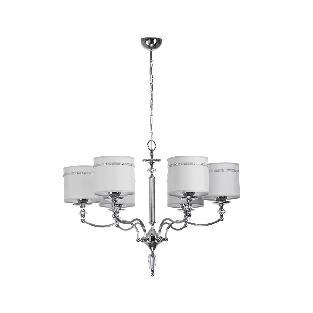 LAMPA WISZĄCA białe abażury chromowana rama styl klasyczny duża