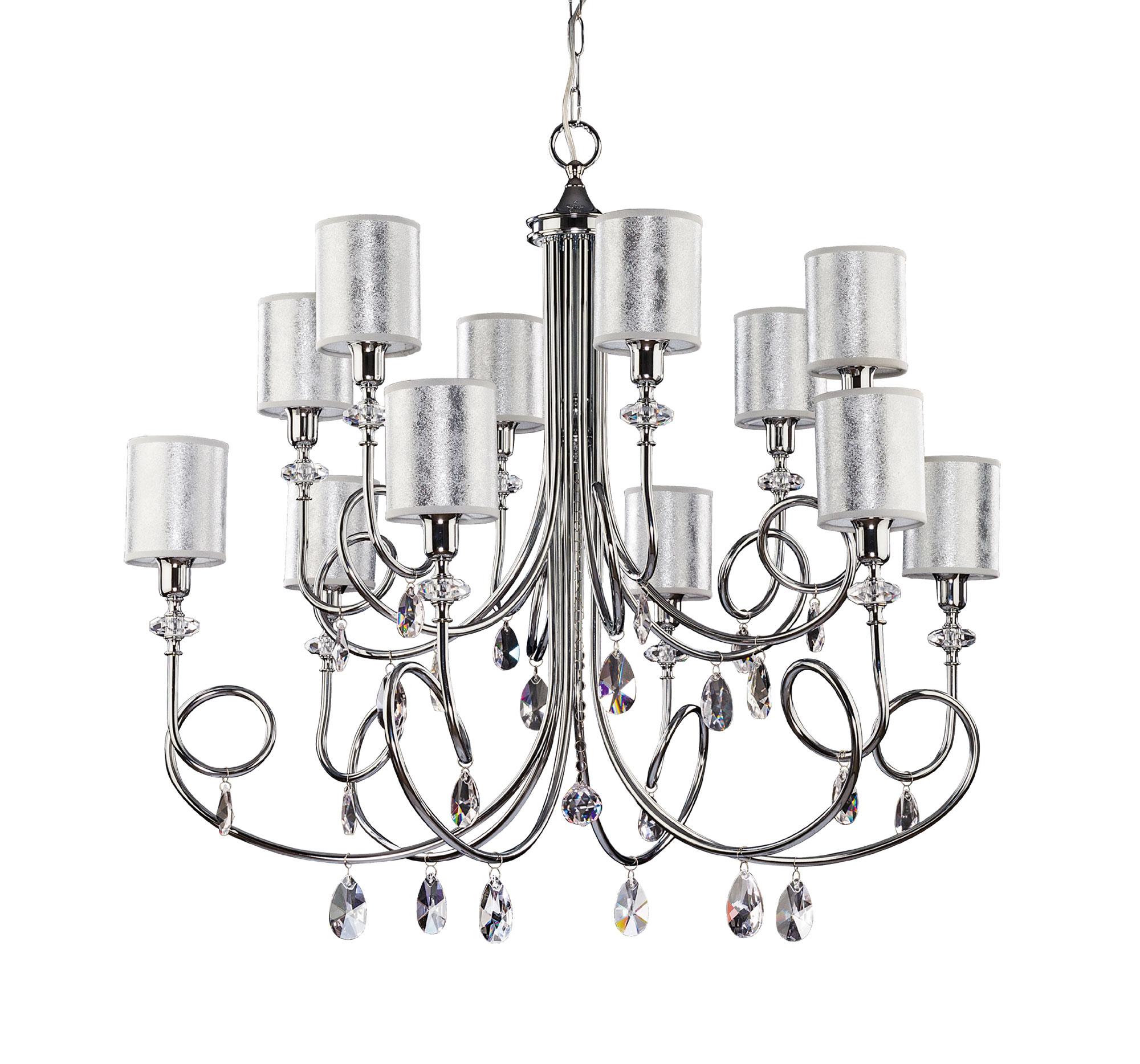 LAMPA WISZĄCA duża srebrne klosze chromowana rama styl glamour