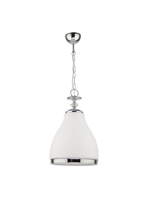 LAMPA WISZĄCA jednopunktowa metalowo-szklana nowoczesna chrom