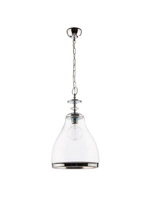 LAMPA WISZĄCA jednopunktowa metalowo-szklana nowoczesna chrom