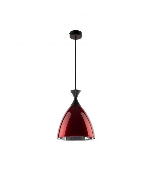 LAMPA WISZĄCA jednopunktowa metalowo-szklana nowoczesna czerwona