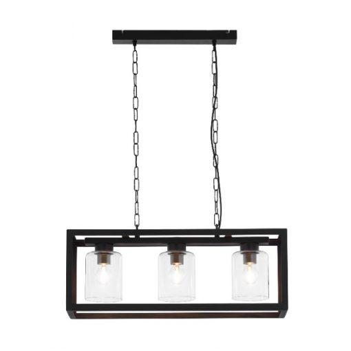 LAMPA WISZĄCA trzypunktowa metalowo-szklana styl loft MACARI MC 3 Jupiter czarna piękna