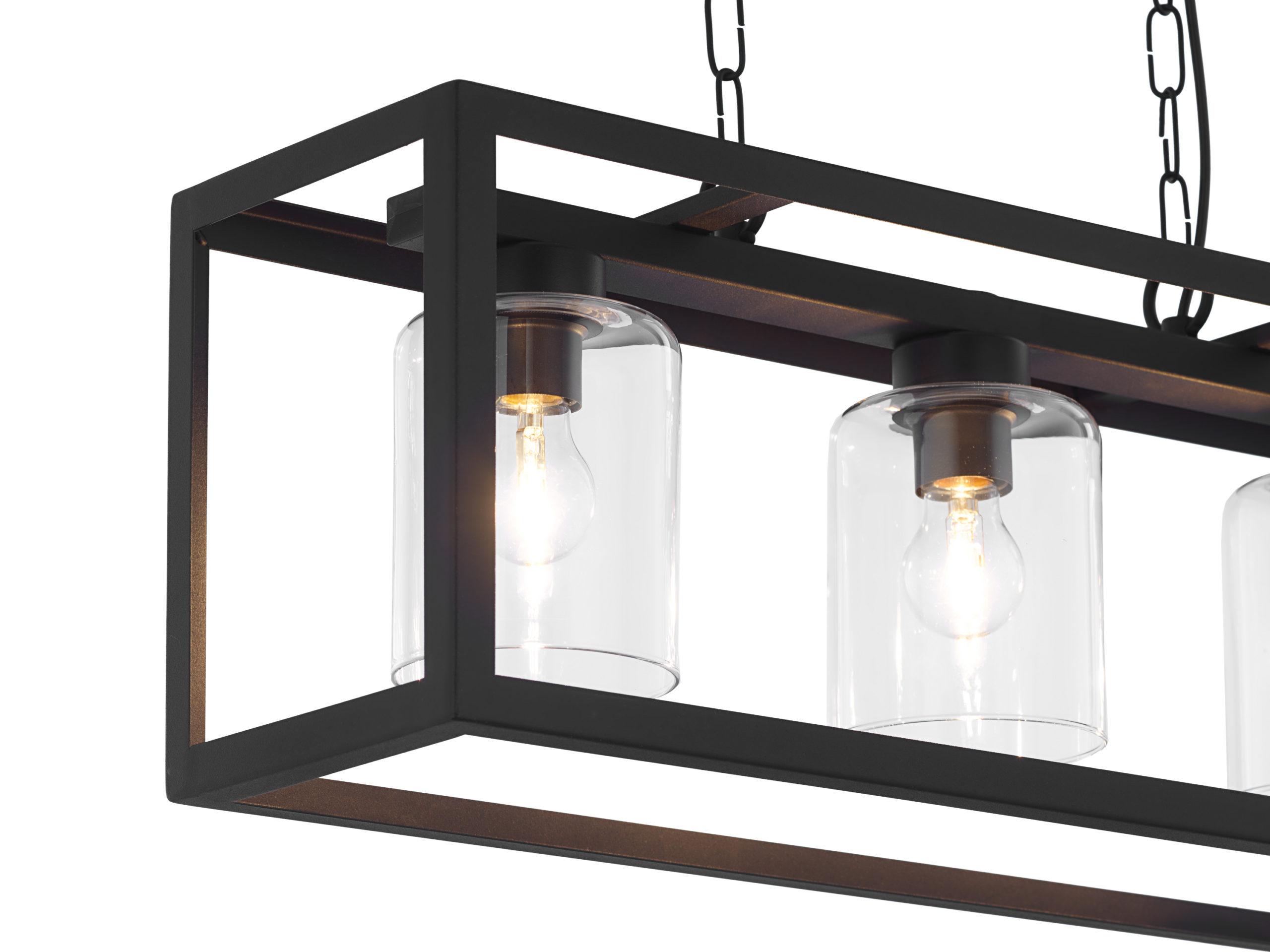 LAMPA WISZĄCA trzypunktowa metalowo-szklana styl loft MACARI MC 3 Jupiter czarna