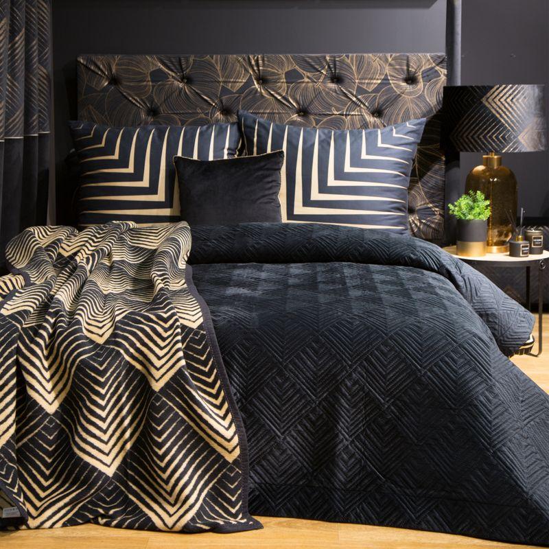KOMPLET POŚCIELI 160x200 cm makosatyna czarna wzór 1-3