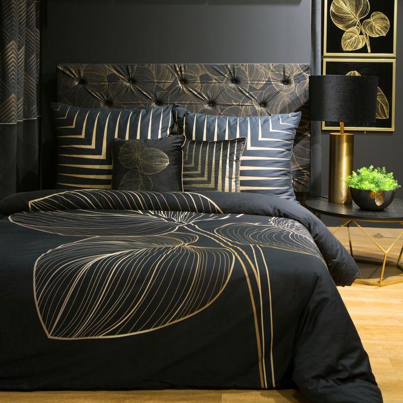 KOMPLET POŚCIELI 160x200 cm makosatyna czarna wzór 1-5
