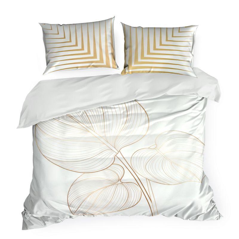 KOMPLET POŚCIELI 160x200 cm makosatyna biała wzór 1 wyjątkowy