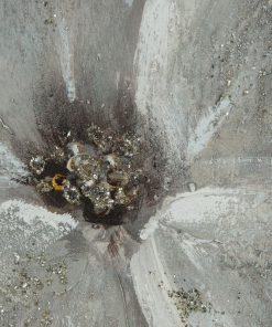 OBRAZ z elementami malowanymi ręcznie, Kwiaty 70 x 140 cm beżowy, biały piękny