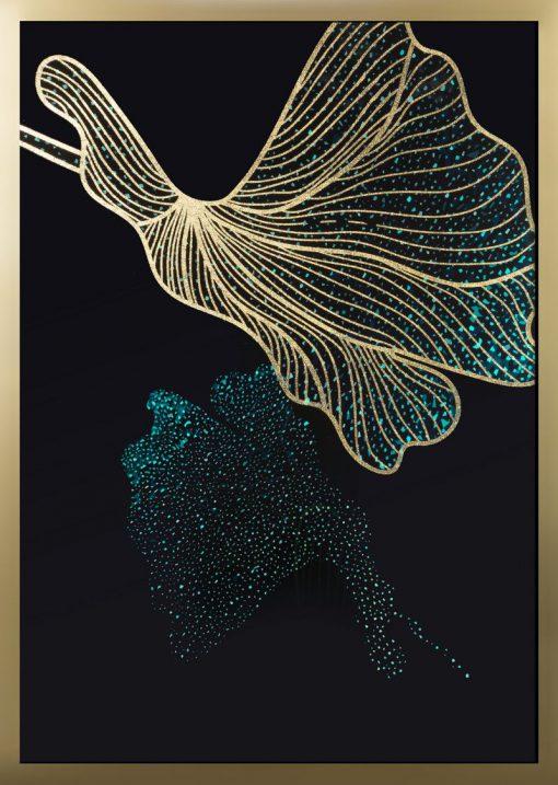 OBRAZ W RAMIE z nadrukiem, abstrakcja 53 X 73 cm czarny, złoty designerski