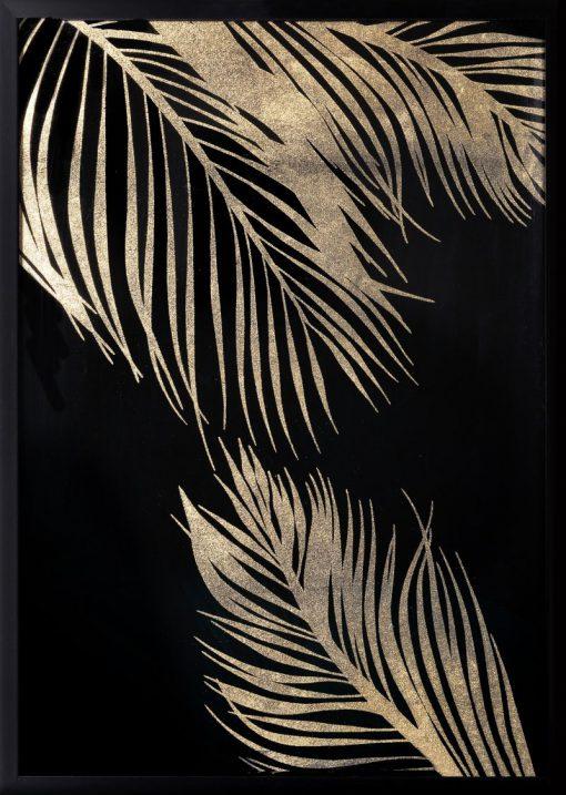 OBRAZ W RAMIE z nadrukiem 53 X 73 cm czarny, złoty wzór 3 piękny