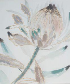 OBRAZ z elementami malowanymi ręcznie, Kwiaty 60 x 60 cm jasny, różowy